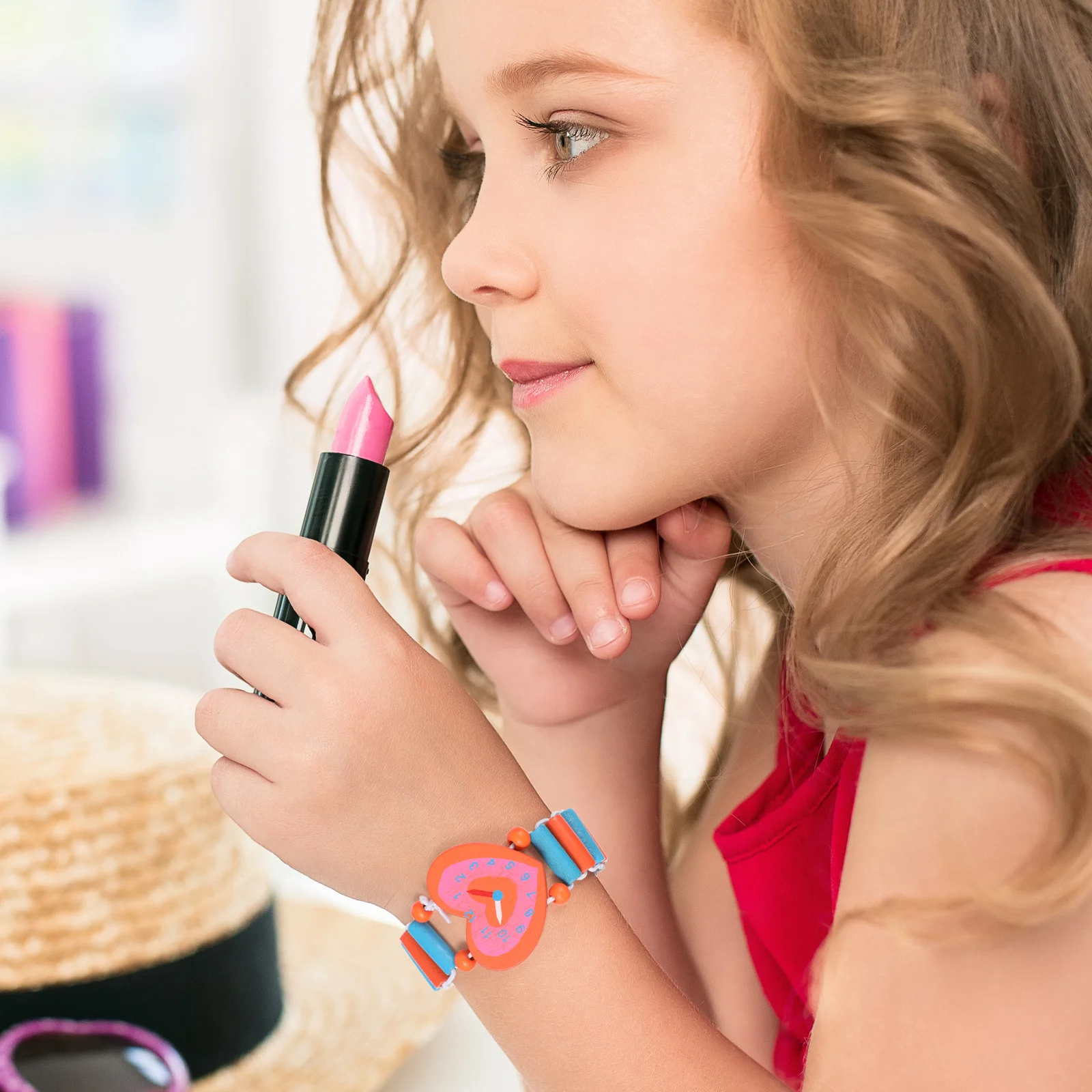 Creative Wooden Watch 4pcs Set Cartoon Wristband Time Learning Game Jewelry Gift for Party Favors