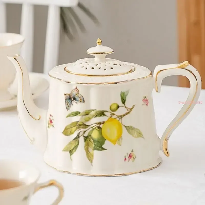 Lemon Cup Teapot Espresso Cups Europe Tea Cup And Saucers Set Ceramic Mug Coffee Cup Set With Dessert Plate Spoon Drinkware