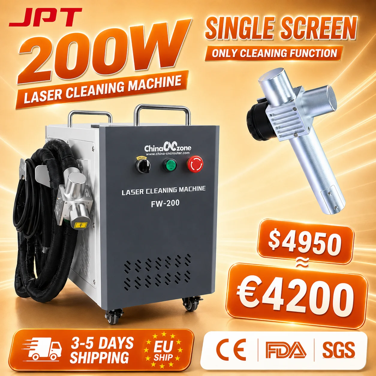2-in-1-Reinigungs- und Markierungsgerät, 300W JPT Puls-Laser-Reinigungsmaschine zum Entfernen von Rost, Öl, Farbe, Metall, Holz, Wandgraffiti, Auto, Puls-Laser-Reiniger 500W