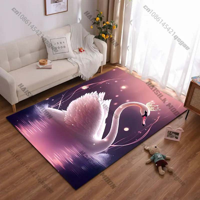 Elegant swan radiating royal grace carpet Yoga living room room decor children's crawling mat doormat area rug games mat