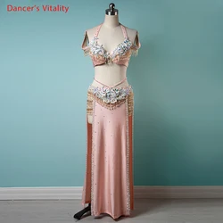 Belly Dance Set Diamond-Studded Bra Tassel Long Skirt Performance Clothing High-end Custom Suit Adult Child Competition Clothes