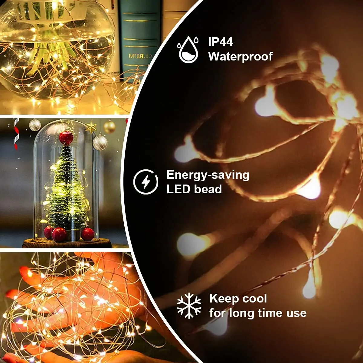 50M Christmas Fairy String Lights Outdoor Waterproof 8 Modes Holiday Lighting for House Garden Patio Yard Festive Decor