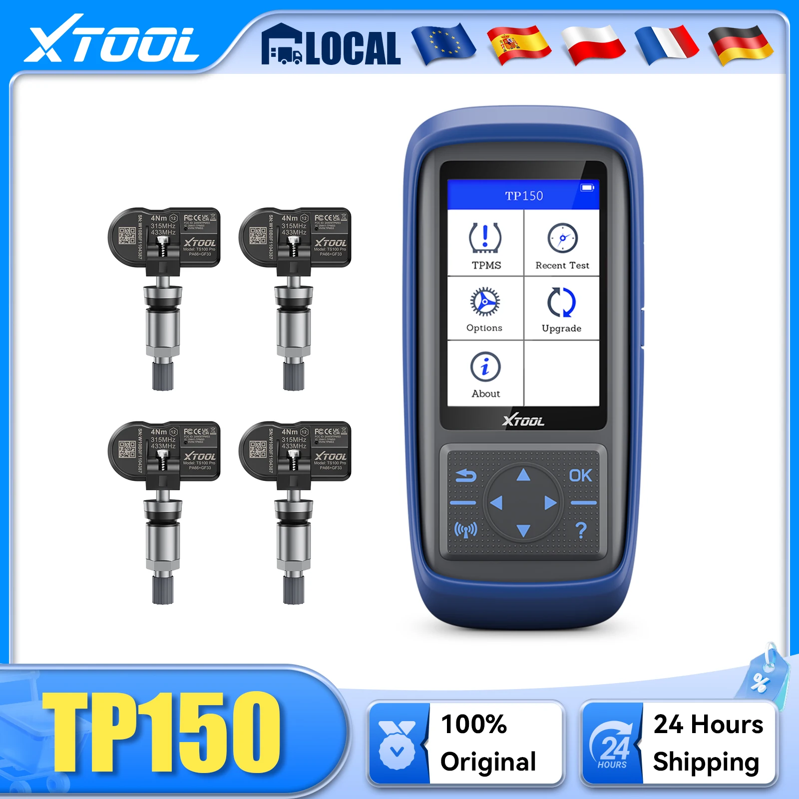 XTOOL TP150 TPMS Programmier- und Diagnosegerät für Reifen, aktiviert alle Sensoren, funktioniert mit 315 und 433 MHz Reifendrucküberwachungssystemen, Werkzeug zum Neubelegen der Daten.