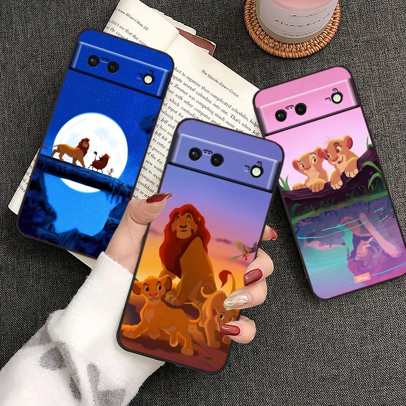 Disney Cartoon The Lion King For Google Pixel 9 8 7A 7 6A 6 5A 5 4 4A XL 5G Black Silicon Shockproof Shell Cover Phone Case