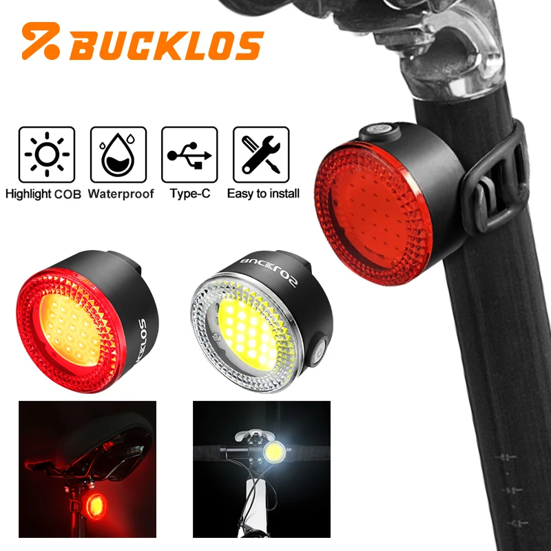 

BUCKLOS COB Bicycle Lights Rear USB Rechargeable Bicycle Warning Light MTB Front Rear Light Cycling Lamp Bicycle Accessories