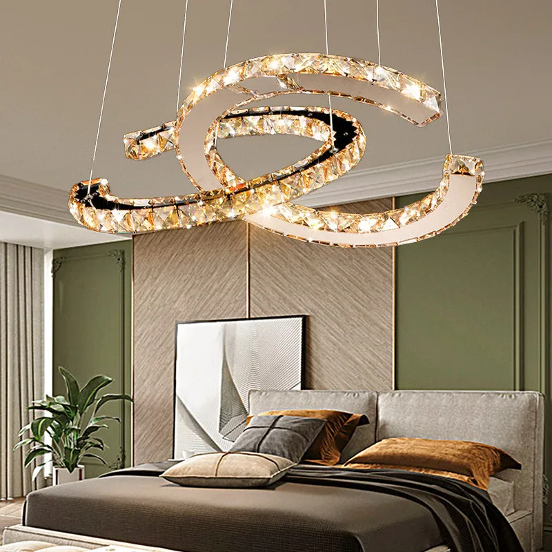 

Modern Crystal Chandelier Creative LED Hanging Lamp Home Decor Pendant Light for Dinning Table Living Room Restaurant Lustre