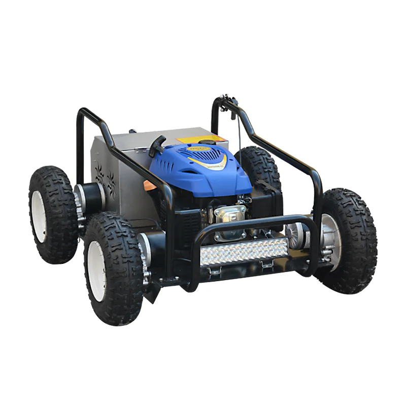

Four-wheel drive remote control lawn mower crawler gasoline lawn machine new orchard mower self-propelled weeding lawn mower
