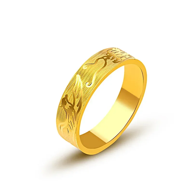 

Pure gold AU999 real gold 24K gold ring women and men dragon and phoenix wedding ring