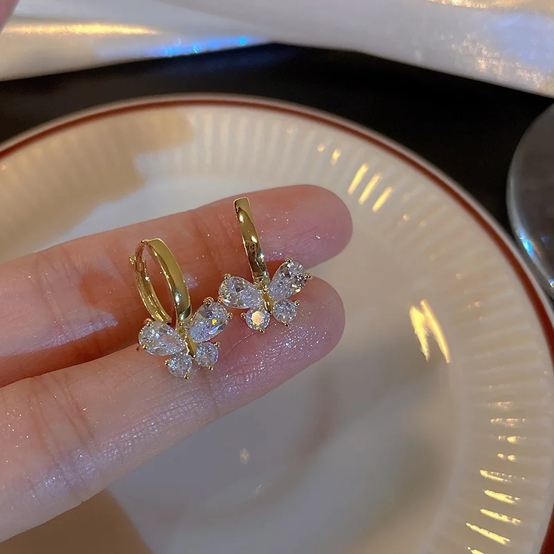 Women's Classic Butterfly Zircon Earrings, Elegant Gift
