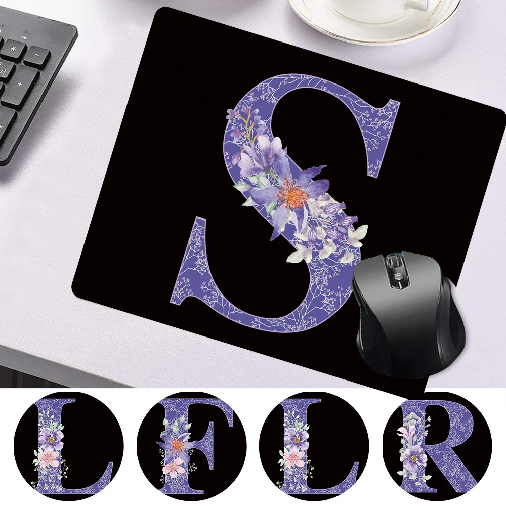 Mouse Pads for Office Laptop Computer Desk Mat Purple Flower Print Smooth Mouse Mat Small Gamer Anti-slip Accessories Table Mat