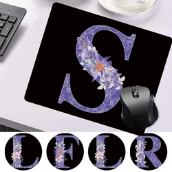 Tapis de souris pour bureau, ordinateur portable, bureau, Polymères de bureau, Impression de fleurs violettes, Polymères de souris lisses, Petit joueur, Accessoires anti-aldes, Polymères de table