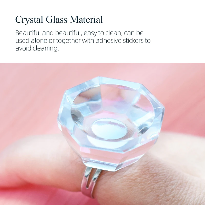 H&L SINCE 1990 Crystal Glue Ring Transparent Groove Design High Quality Adjustable Ring Size