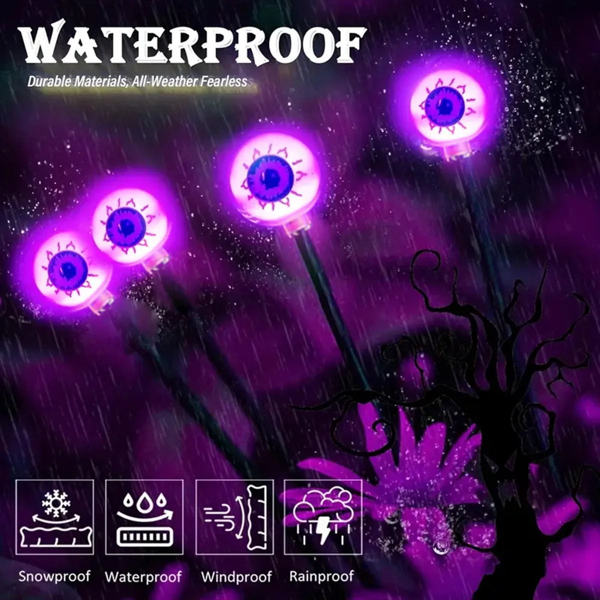 1pc 6 LED Halloween Ghost Eyeball Scary Solar Path Light Outdoor Garden Stake Lamp For Home Garden Passage Yard Halloween Decor