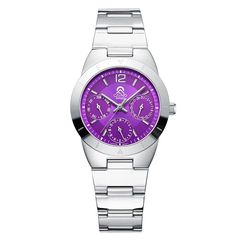 Elegant Stainless Steel Ladies Quartz Watch - Water-Resistant with Date & Day Function Fashionable Ladies Wristwatch for Women