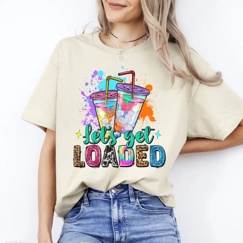 Lets get loaded T-Shirt gift Summer Ice tee color splash Unisex Tee Sand White S High Quality 100%Cotton Short Sleeve