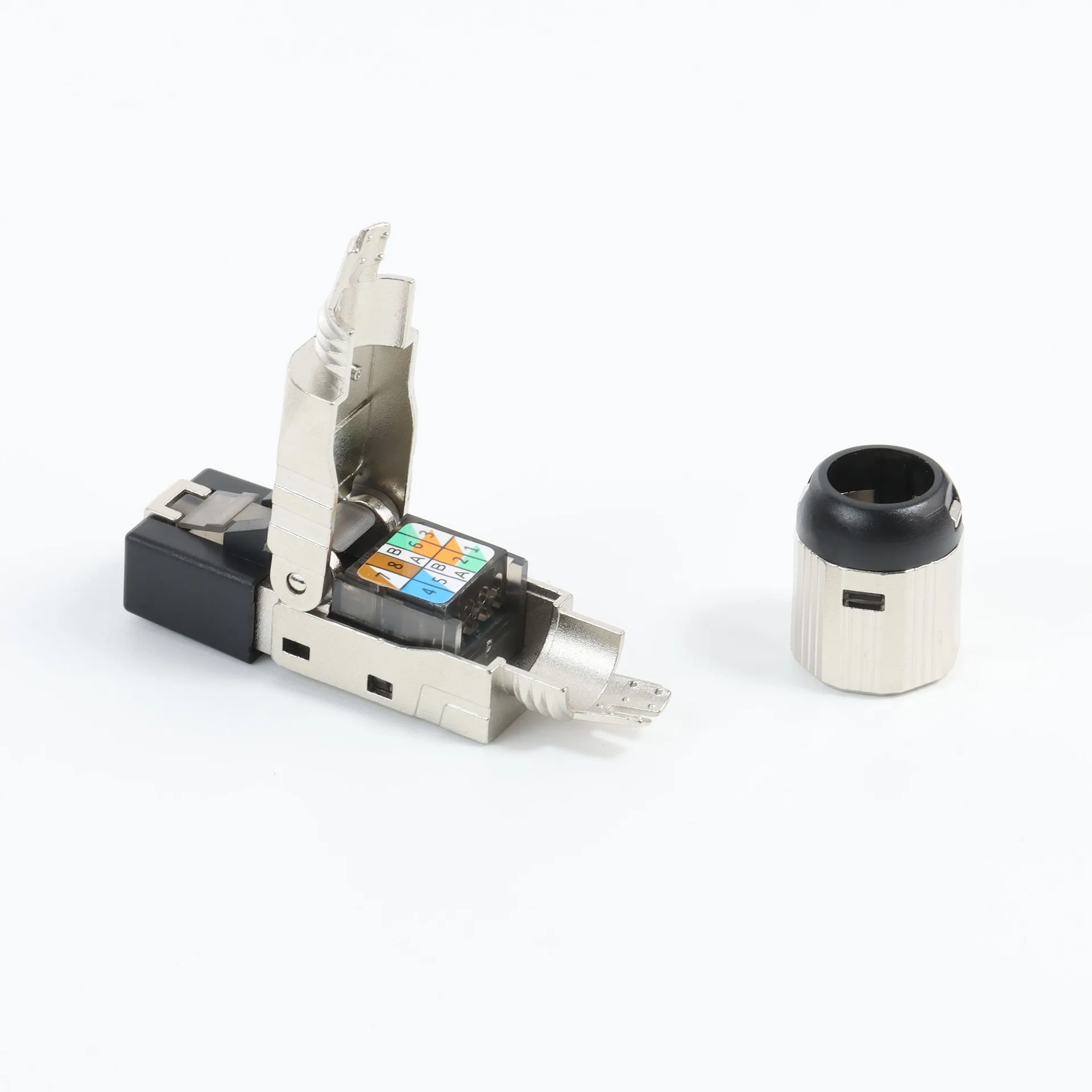 Zinc Alloy Tool-Free RJ45 Shielded Connector CAT6A CAT7 CAT8 40G Toolless Crystal Head, No Crimping for STP LAN Ethernet Cable