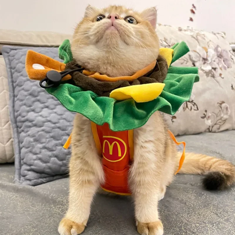 Cat Burger Hood Collar Hat Cosplay Cartoon Pet Fries Apron Elisabeth Circle Cat Halloween Costume