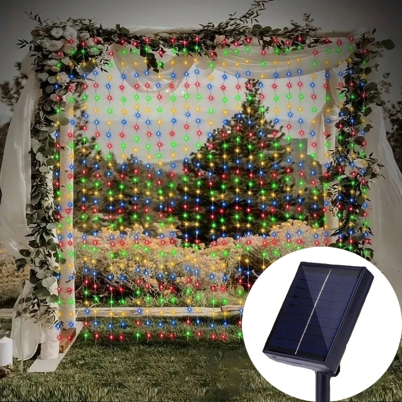 

8 Modes Garden Outdoor Waterfall LED Lights,Solar Curtain String Lights,Camping Outdoor String Lights,Balcony Wall Patio Decor