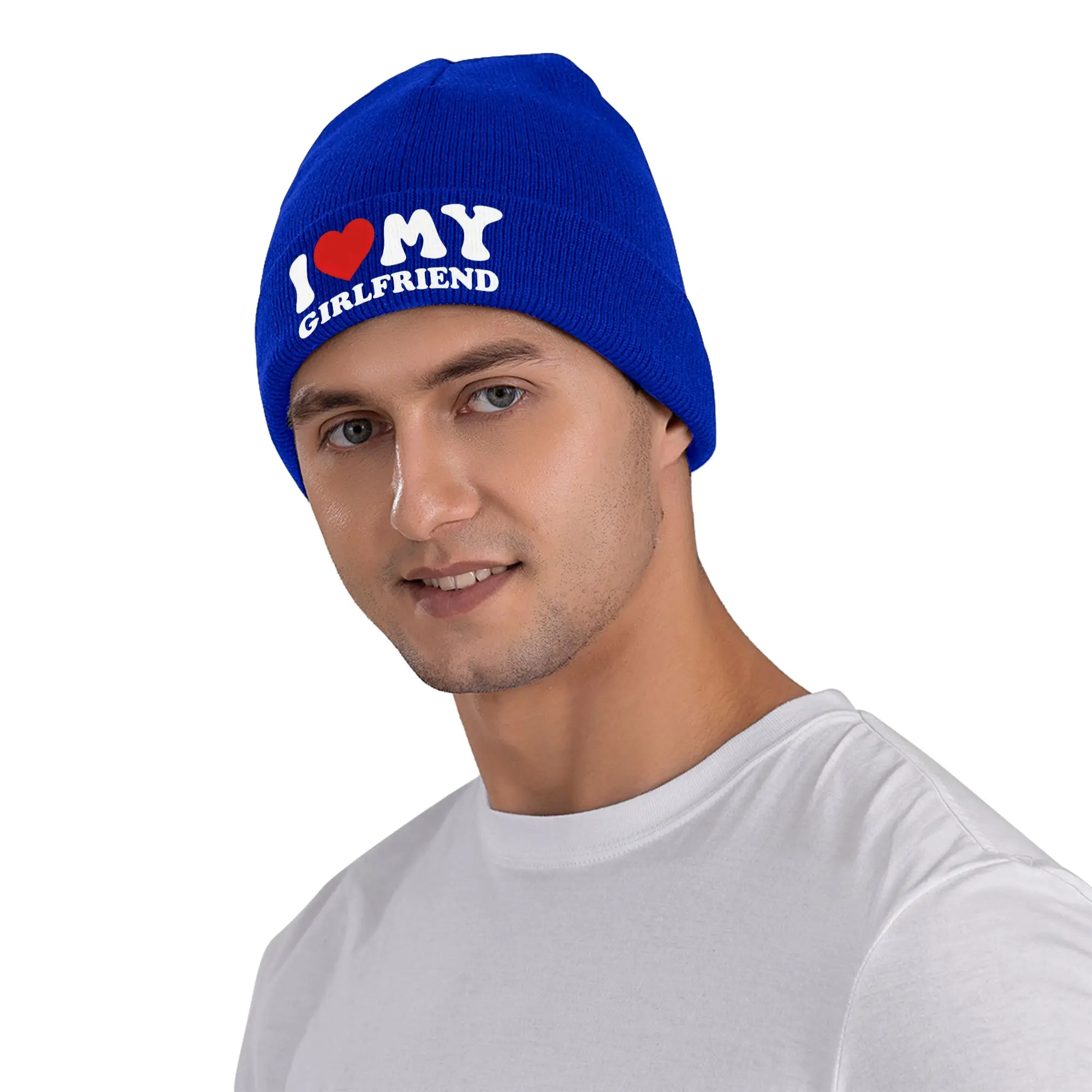 I Love BoyfriendGirlfriend Print Winter Skullies Beanies Hat Warm Autumn Knitted Hats Bonnet Caps for Women Men