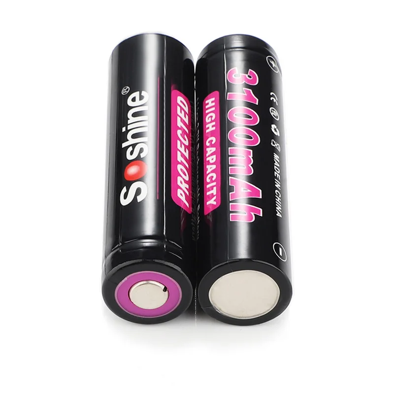Soshine 18650 3.7V 3100mAh Li-ion Rechargeable Battery With Protected
