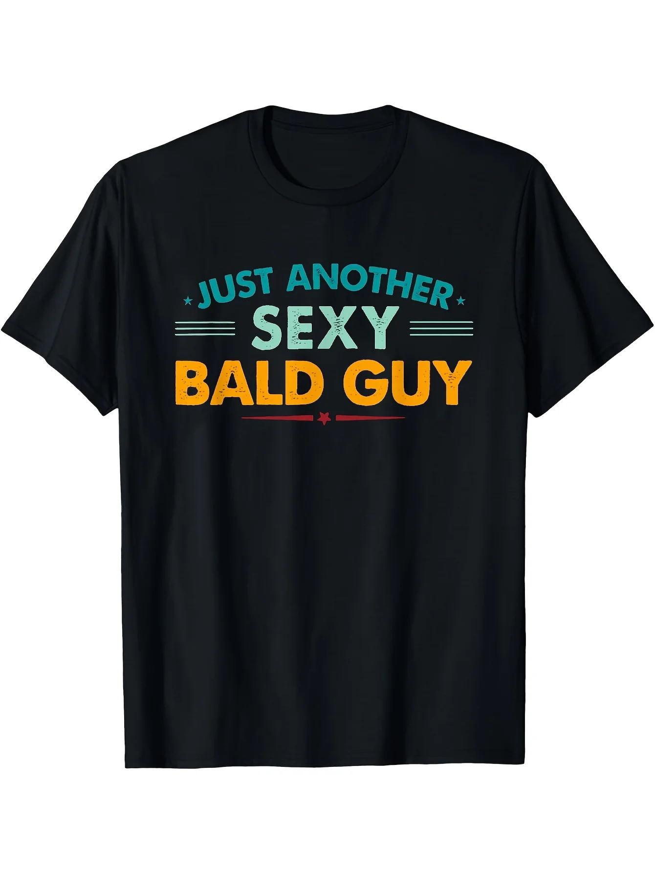 Men'S Vintage Fun Bald Pride T-Shirt Featuring The Print 'Another Sexy Bald Guy', Short-Sleeved Round Neck Casual Top