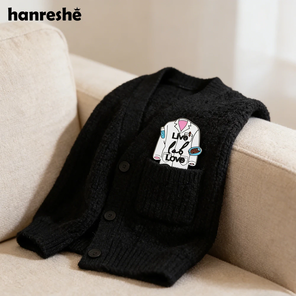 Hanreshe Science Lab LIfe Enamel Pin Funny White Coat Brooch Laboratory Badge Jewelry for Scientists