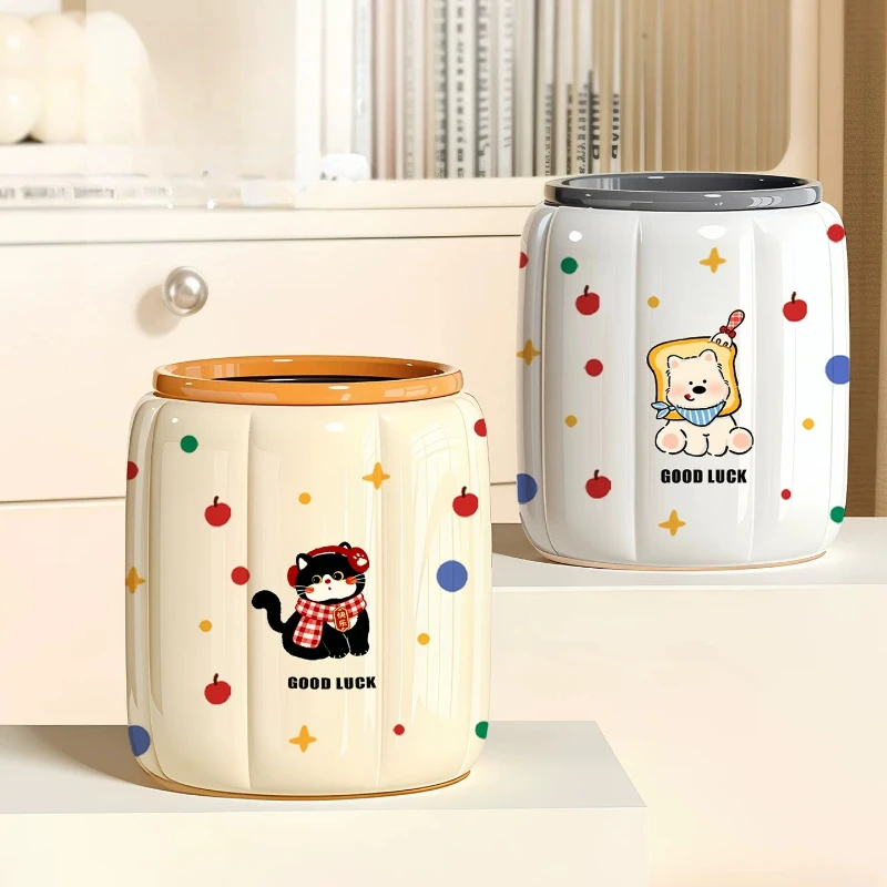 Trash Can Large Diameter 2026 New High Value Cute Large Capacity Living Room Bathroom Toilet Waste Basket Household Merchandises