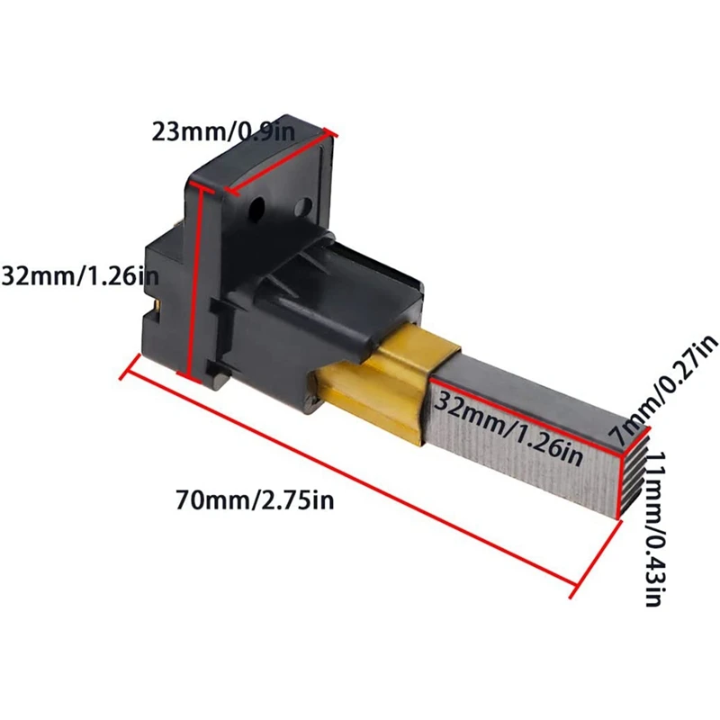 10Pcs Machine Carbon Brushes With Holders For Dyson DC05 DC07 DC08 Vacuum Cleaners Motor Carbon Brush 7X11x32mm