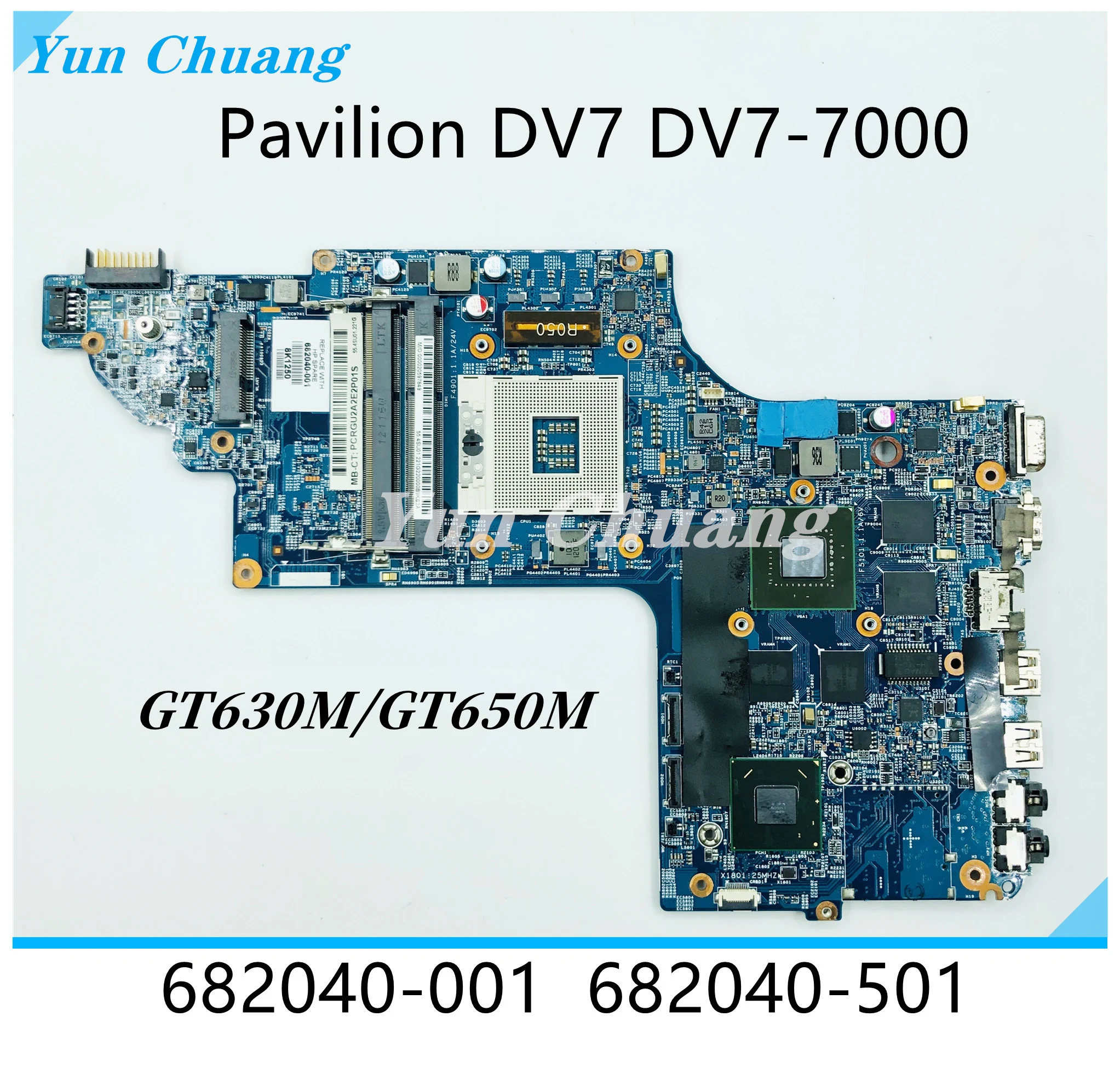 

682040-001 682041-001 For HP Pavilion DV7-7000 Laptop Motherboard 11253-2 11253-1 48.4ST06.021 011 HM77 DDR3 GT630M GT650M GPU