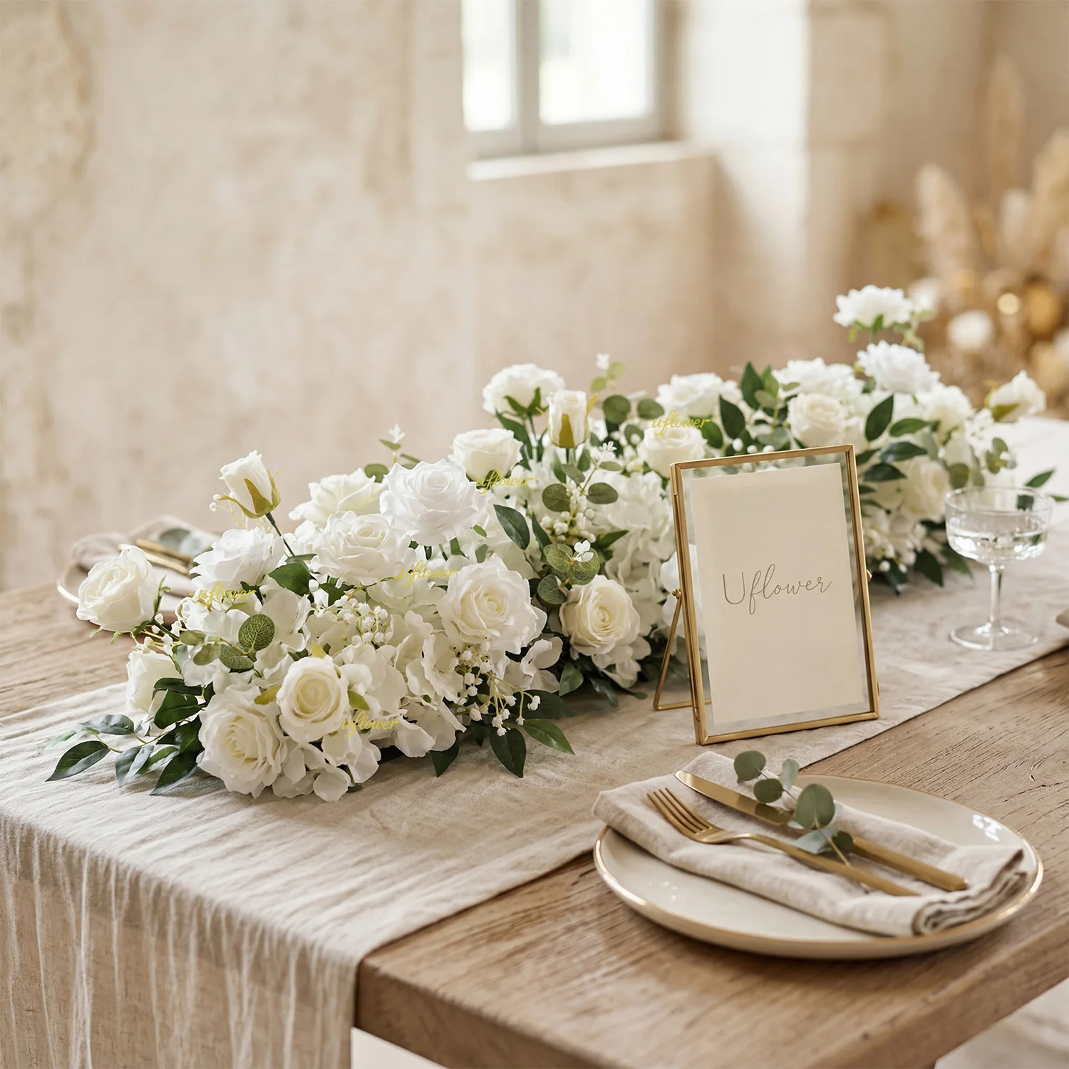 

Uflower Artificial flowers Arrangements Wedding Decorations 100x30cm Table Centerpiece Floor Backdrop Flower Wall Arch Decor