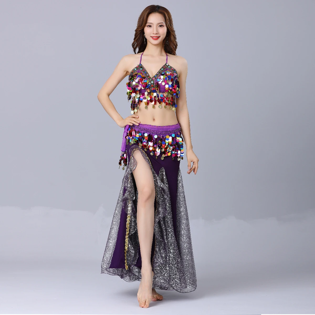 

Women Belly Dance Costume Oriental Dance Skirt Suit Stage Performance 3pcs Bra Belt Skirt Bellydancing Wear Lady Dance Outfits