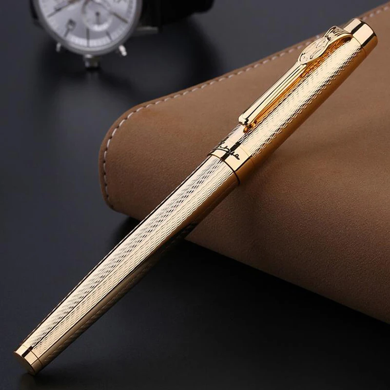 Picasso 933 Metal Brilliant Golden Roller Ball Pen Gold Trim Refillable Ink Pen Luxurious Writing Gift Pen Set