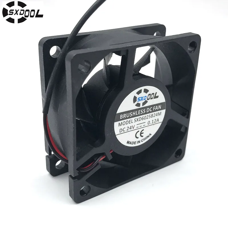 SXDOOL SXD6025B24M 60*60*25mm Dual Ball Bearing DC 24V 0.12A 2P 5000RPM 25.4CFM Axial Case Cooling Fan