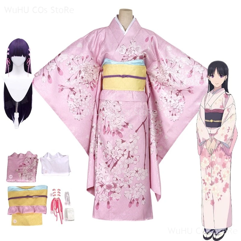 Anime My Happy Marriage Miyo Saimori Cosplay Costume Kimono Pink Dress Outfit Wig Japanese Clothing Women Halloween Party