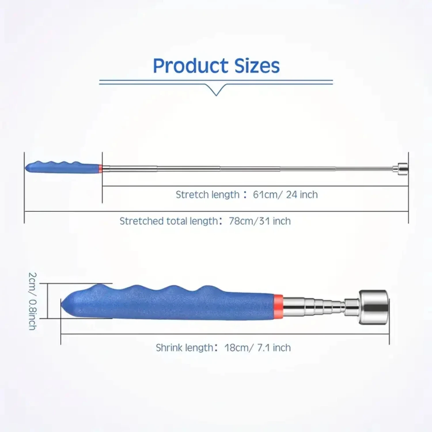 Compact and Portable Telescopic Pick Tool - Heavy-duty, Ideal for DIY Enthusiasts and Handyman, Extendable from 7 to 25 Inches, 