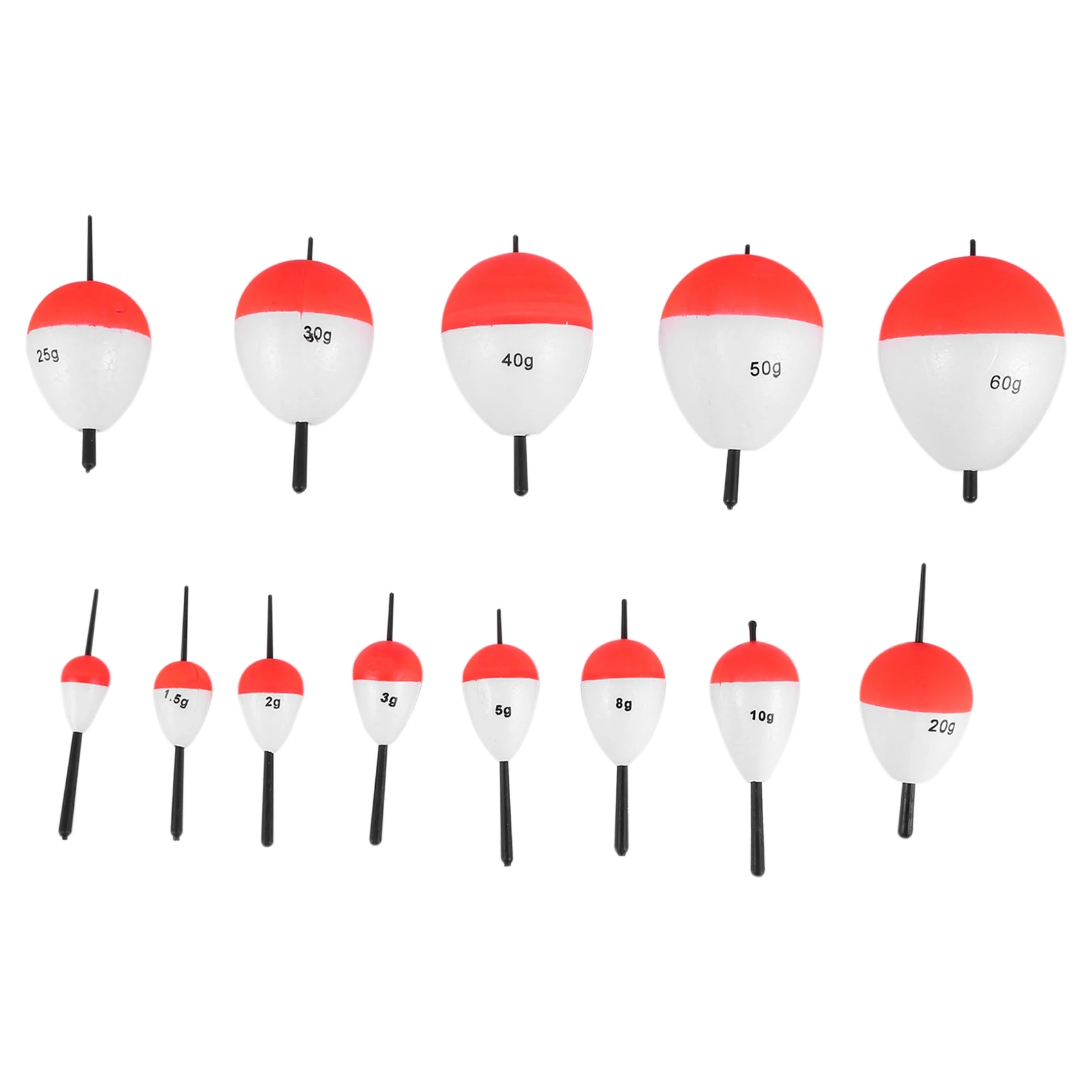 

14Pcs Fishing Floats Fishing Accessory with White Red Sticks