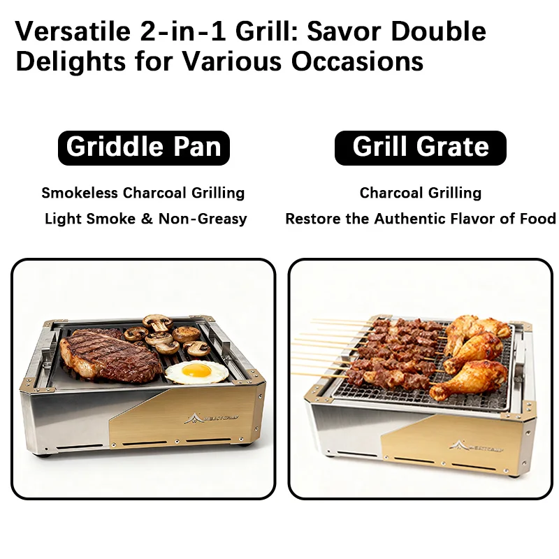 INBESTCAMP Suitable BBQ Layered Perfect Home All-in-One Portable Cooking Experience Great Smokeless Grilling