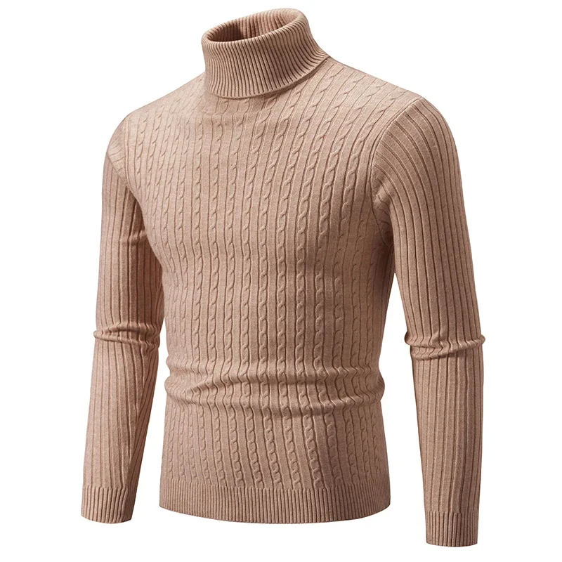 Men\'s High Collar Sweater Autumn and Winter Fashion Men\'s Long Sleeve Warm Knitted Turtleneck Sweater Couple Sweater