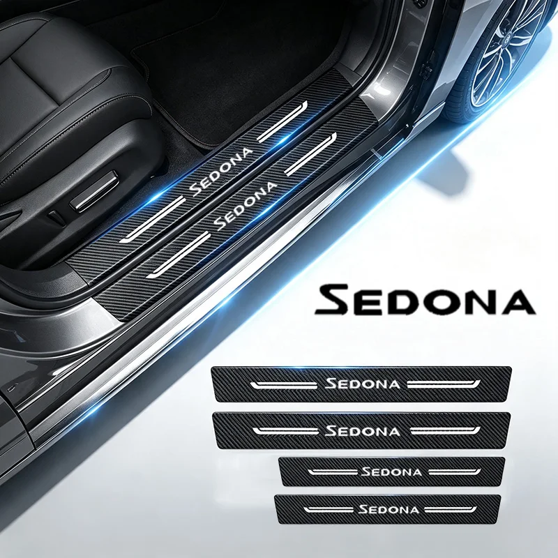 For KIA SEDONA Emblem Car Door Sill Protection Strips Stickers Rear Trunk Threshold Anti Dirty Decals Interior Accessories