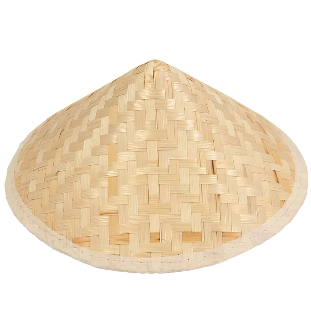 2Pcs Bamboo Straw Hat Traditional Oriental Conical Hat Lightweight Comfortable Fit for Coverage Wall Art Decor