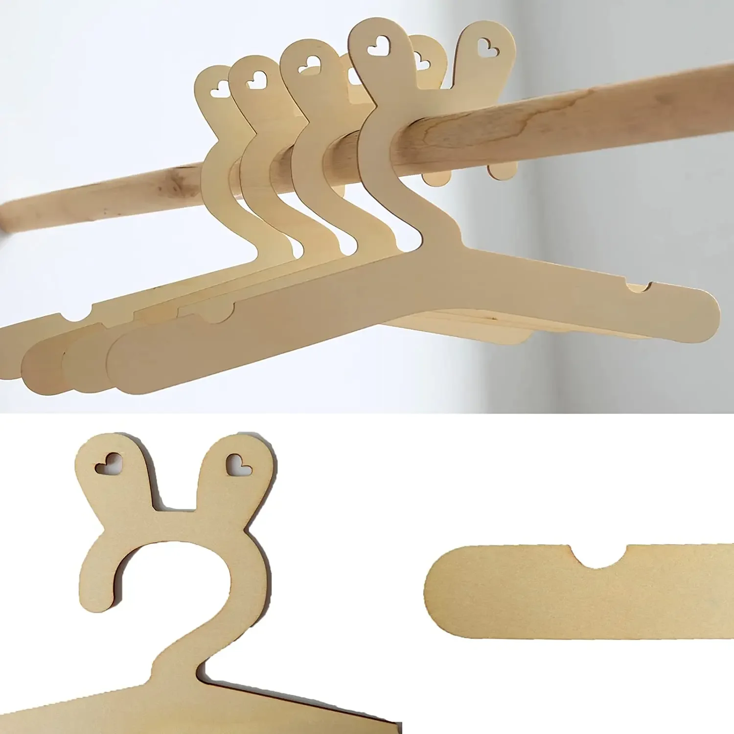 5/10PCS Wooden Baby Clothes Hanger DIY Creative Room Decoration Kids Clothes Drying Storage Children Organizer Clothing Hanger