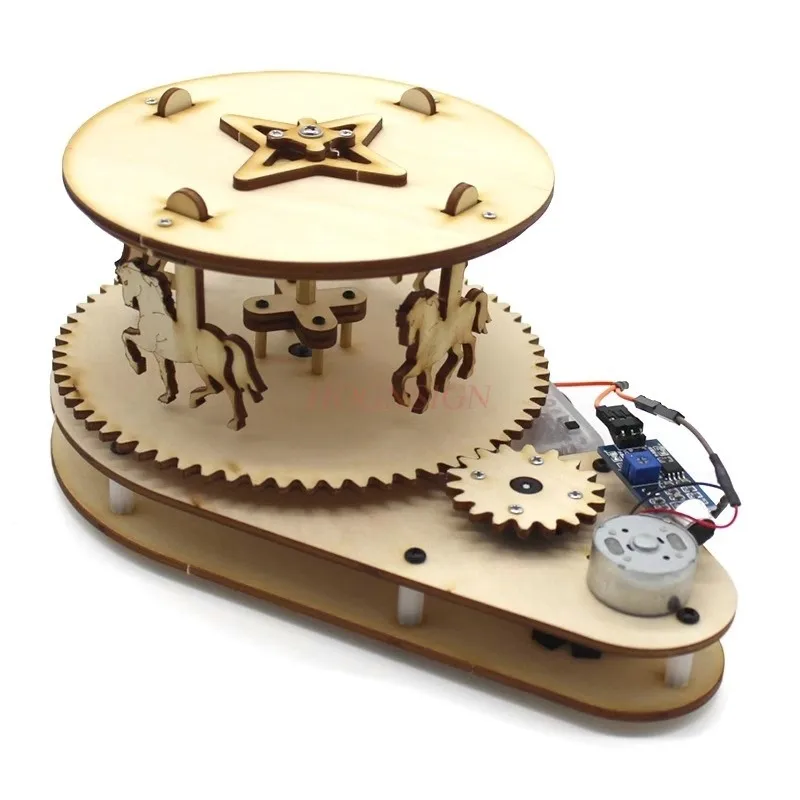 

1 set Voice controlled carousel electronic circuit sound automatic sensing model toy DIY manual assembly