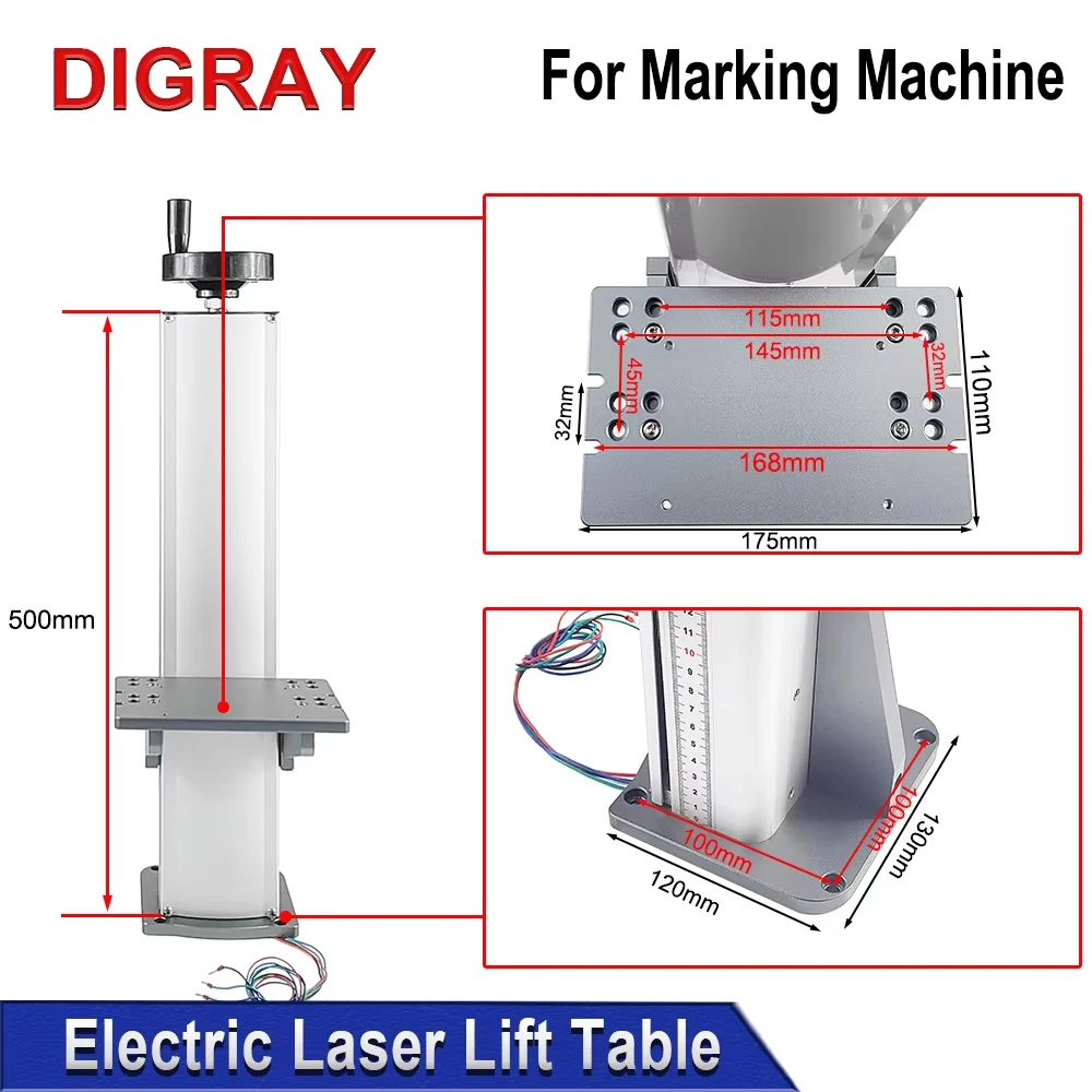 DIGRAY 500mm Automatic Z-axis Lift Stand with Motor Driver and Power Supply for Laser Marking Machine Lift Table