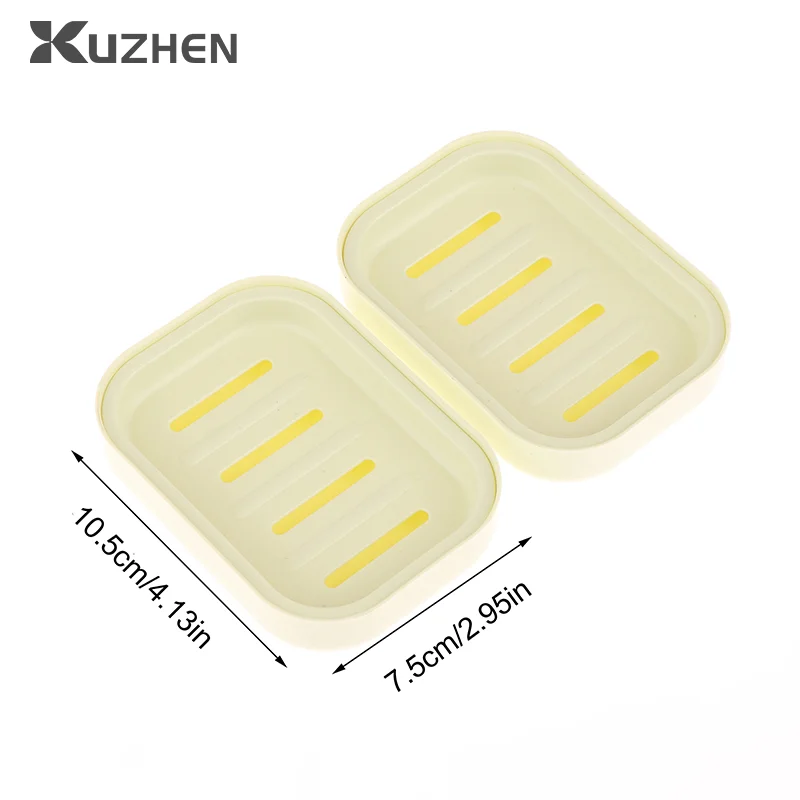 2Pcs Soap Dishes With Cover Double-layer Plastic Soap Box Portable Household Bathroom Drain Soap Tray Bathroom Soap Box