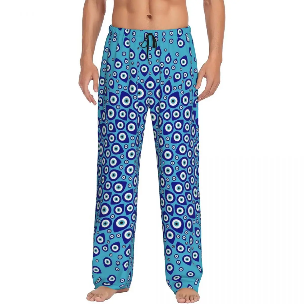 

Custom Print Men's Nazar Evil Eye Pajama Pants Symbol Amulet Sleepwear Sleep Lounge Bottoms with Pockets