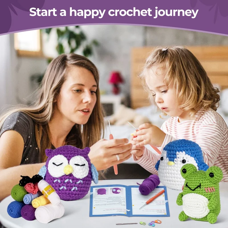 Christmas gift Beginners Crochet Kit with Easy Peasy Yarn as seen on Shark Tank-with Step-by-Step Video Tutorials