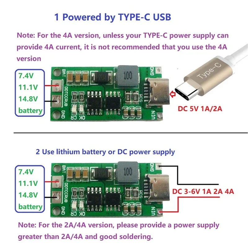 1-10 Uds Multiccellula 2S 3S 4S Tipo C A 8,4 V 12,6 V 16,8 V Elevador LiPo Polímero Li-Ion Cargador 7,4 V 11,1 V 14,8 V 18650