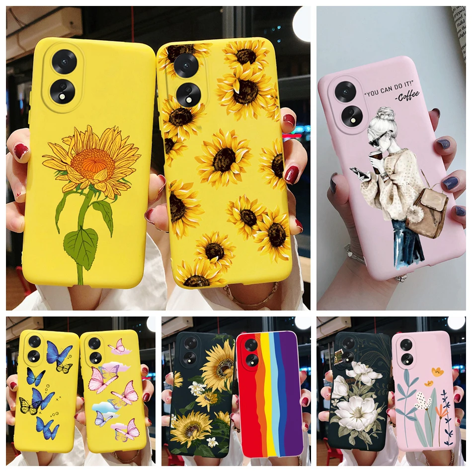 For OPPO A38 Case A 38 Phone Cover Cute Sunflower Girl Painted Soft Silicone TPU Back Shell for Oppo A38 4G CPH2579 Cases 6.56''