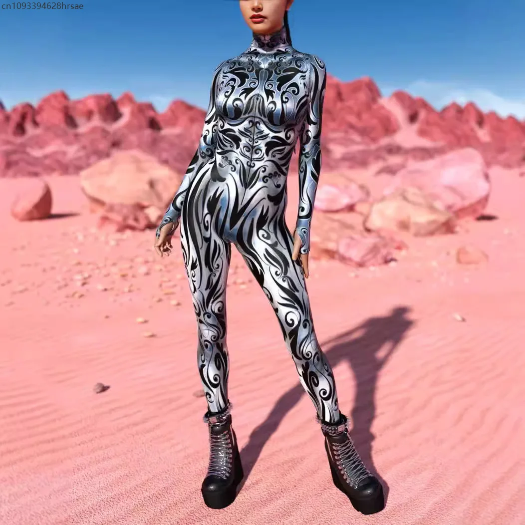 

Sexy Women Psychedelic Mesh Cosplay Jumpsuit Halloween Xmas New Year Festival Party Zentai Suit Catsuit Rave Burning Bodysuit