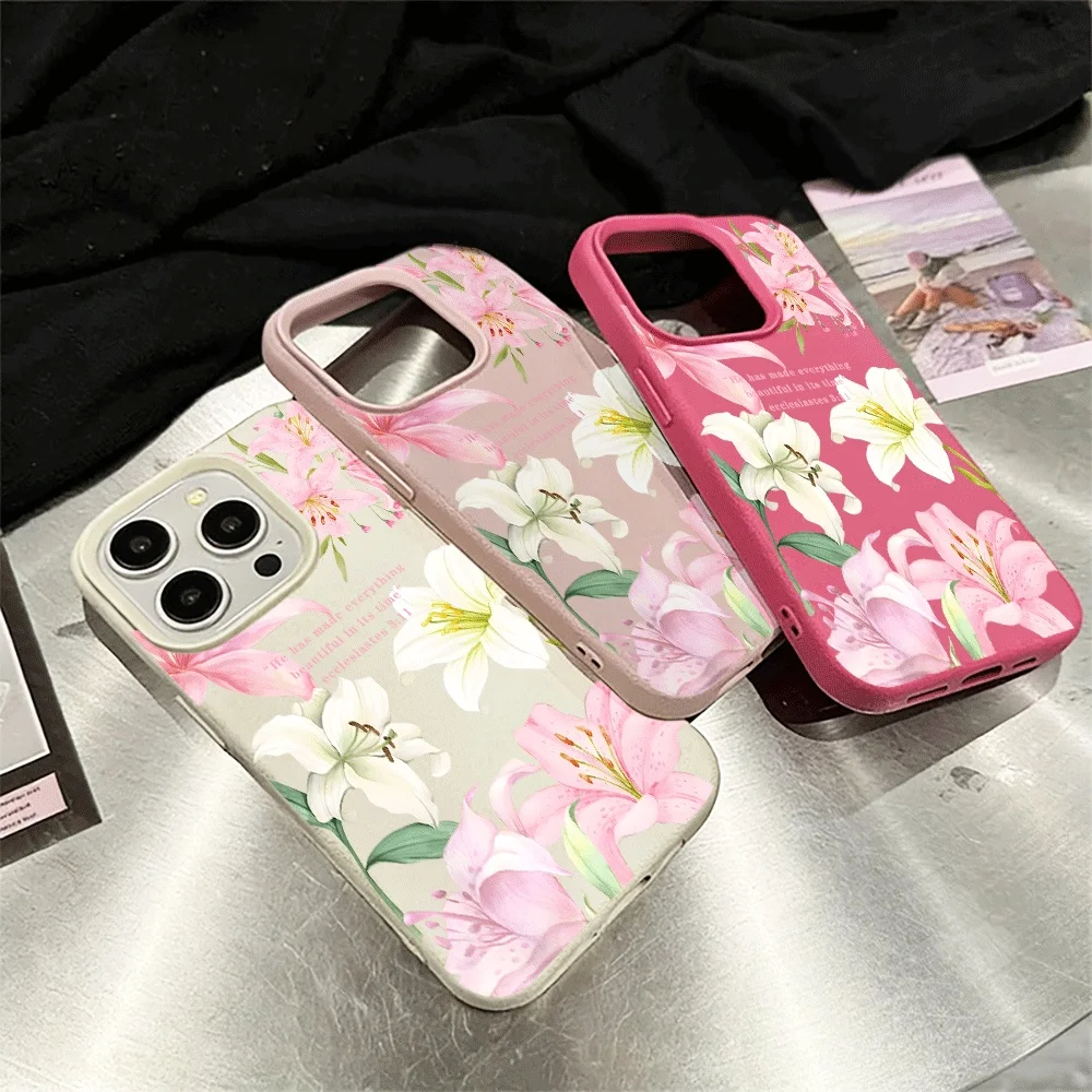 Weiße Lilie Handyhülle für iPhone 17 16 15 14 13 12 11 Pro Max 16 15 14 Plus 17 16 15 14 13 Pro 17Air Silikon Matte Hülle – Detail 3